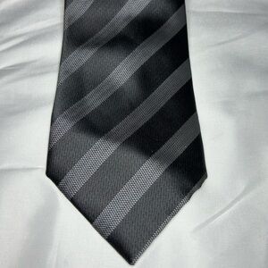 Sophisticated Black and Gray Striped Men's Tie